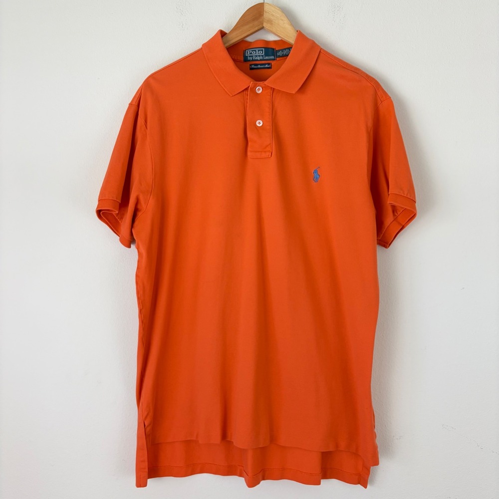 Polo Ralph Lauren Mens XL Orange Pima Stretch Mesh Custom‎ Fit Polo Shirt